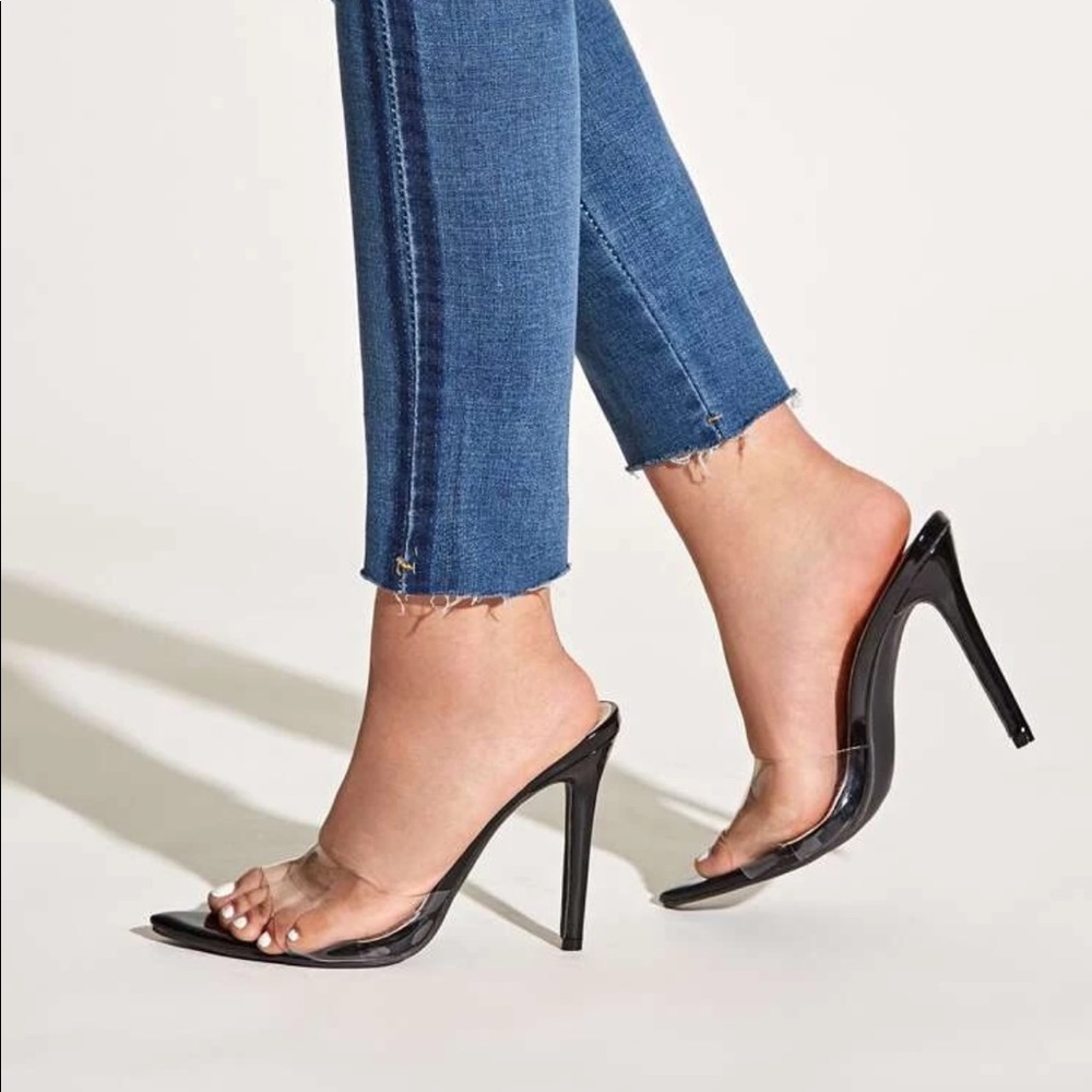 Black Patent Clear Mules